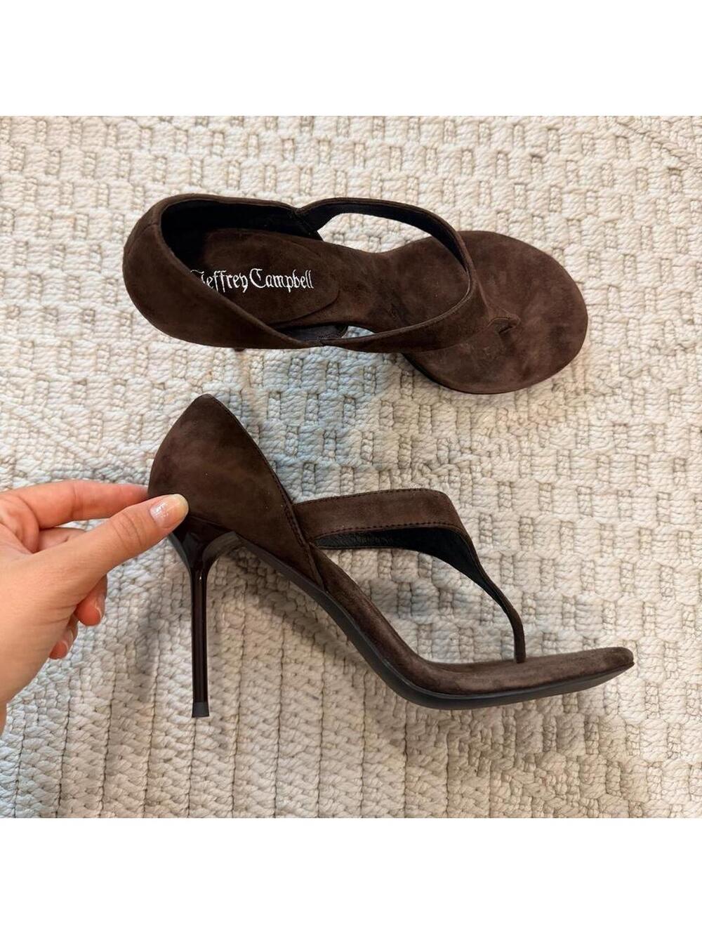 Jeffrey Campbell Rhian Stiletto Suede Thong Sandals